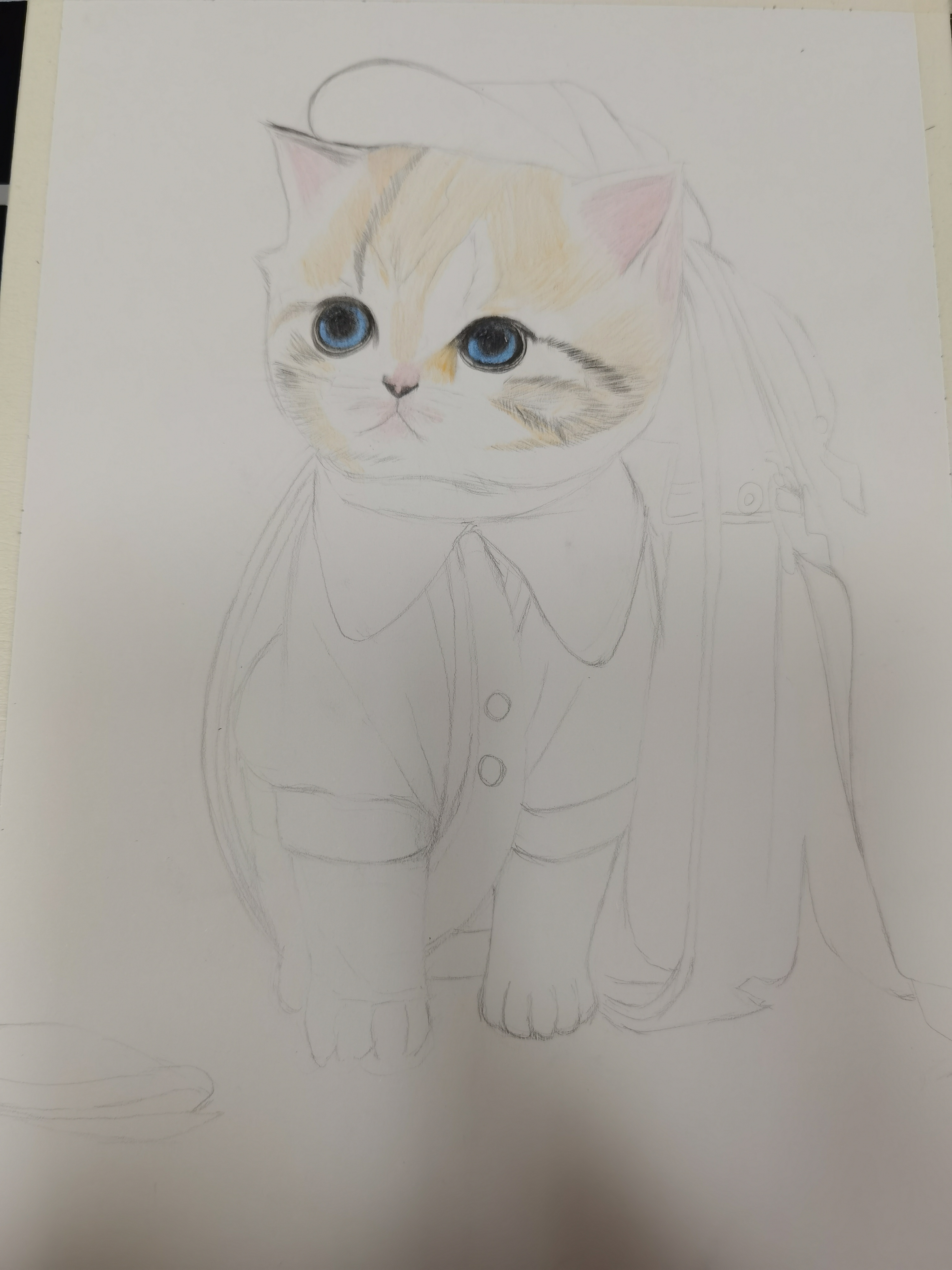 喵星人上学记#彩铅绘画# #猫咪