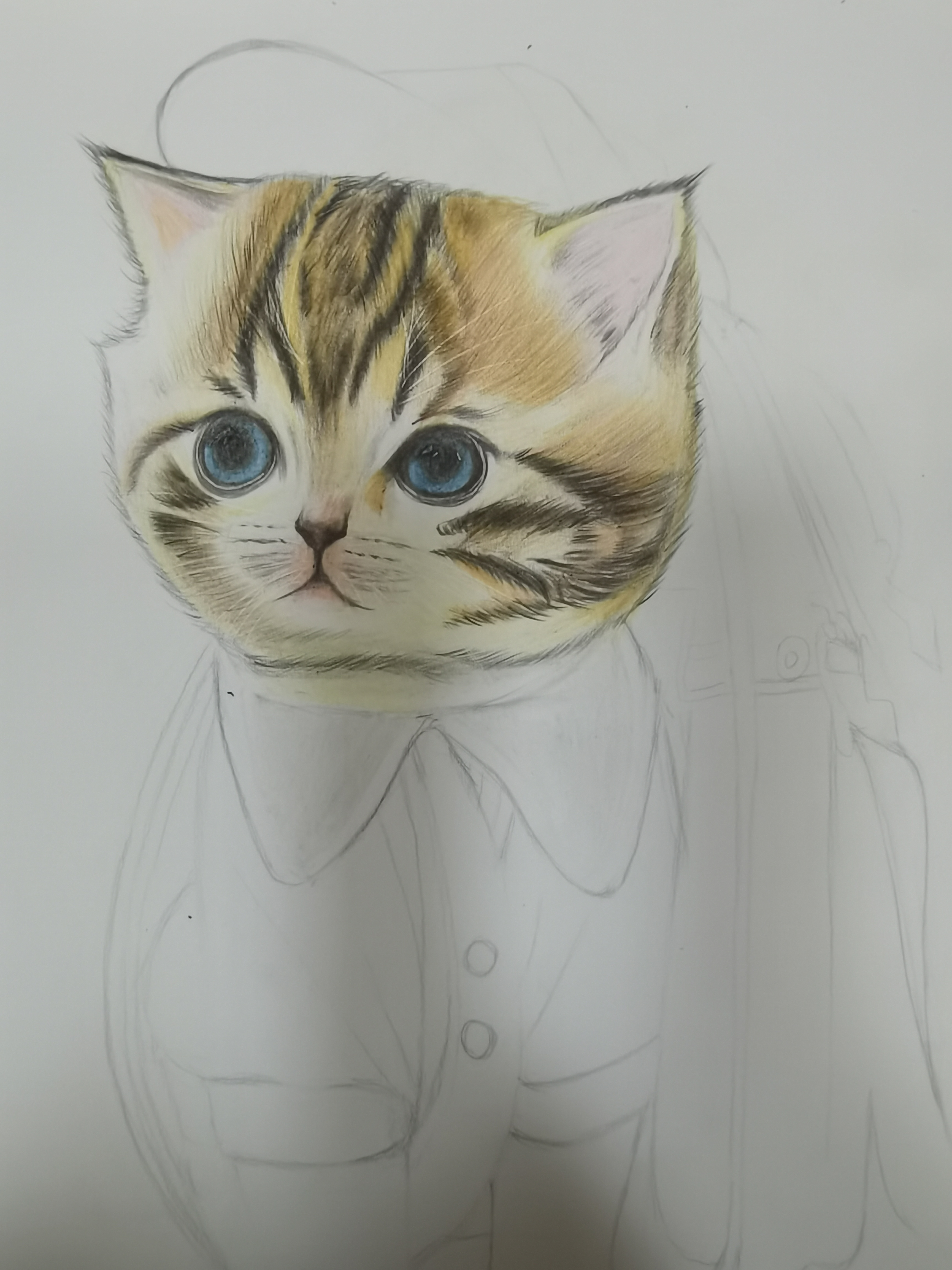 喵星人上学记#彩铅绘画# #猫咪
