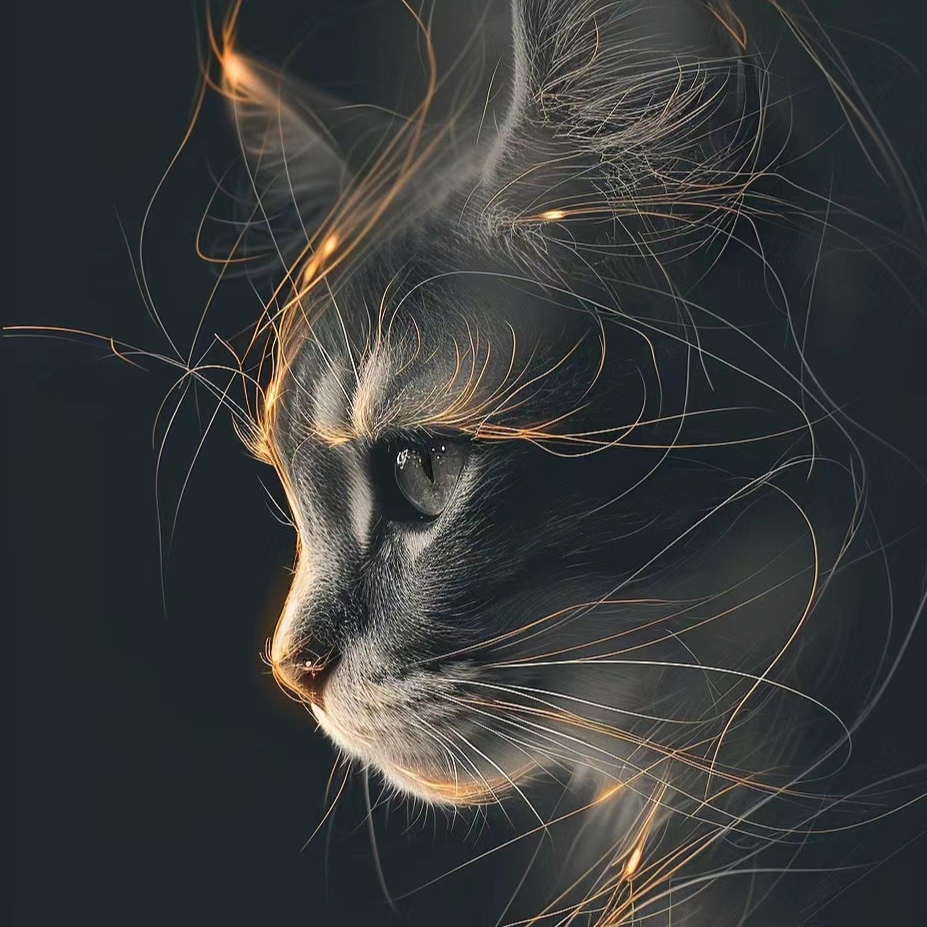 93 神秘黑色猫咪头像,细腻线条勾.@狂嗨一刀的动态