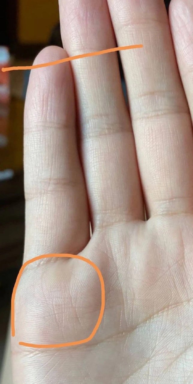 手相小指过三关指的是小指比无名指第三个关节长.