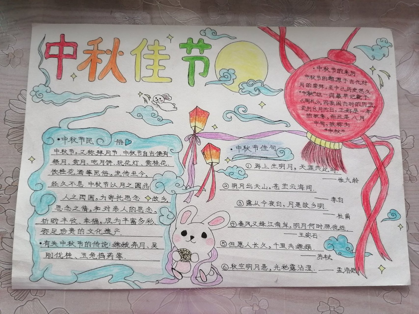 中秋节手抄报「中秋佳节 我来交作业了|ω)