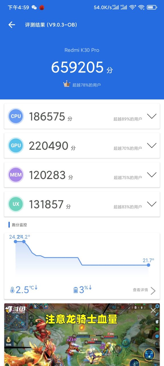 雷兔兔?[捂脸]红米k30pro现在跑分快有66万了!