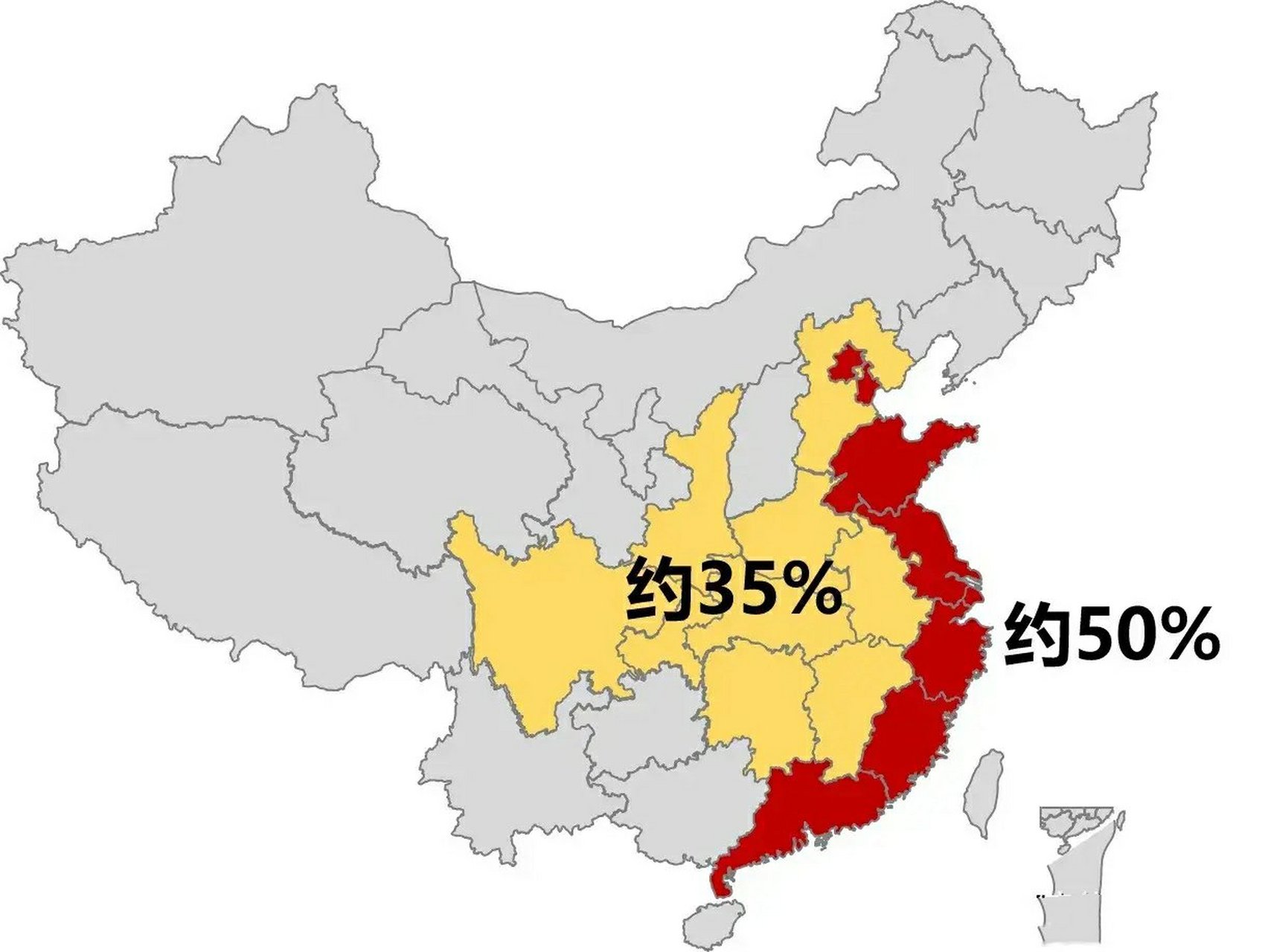 中国各省gdp分布图 沿海省份最发达,gdp占到全国一半左右.