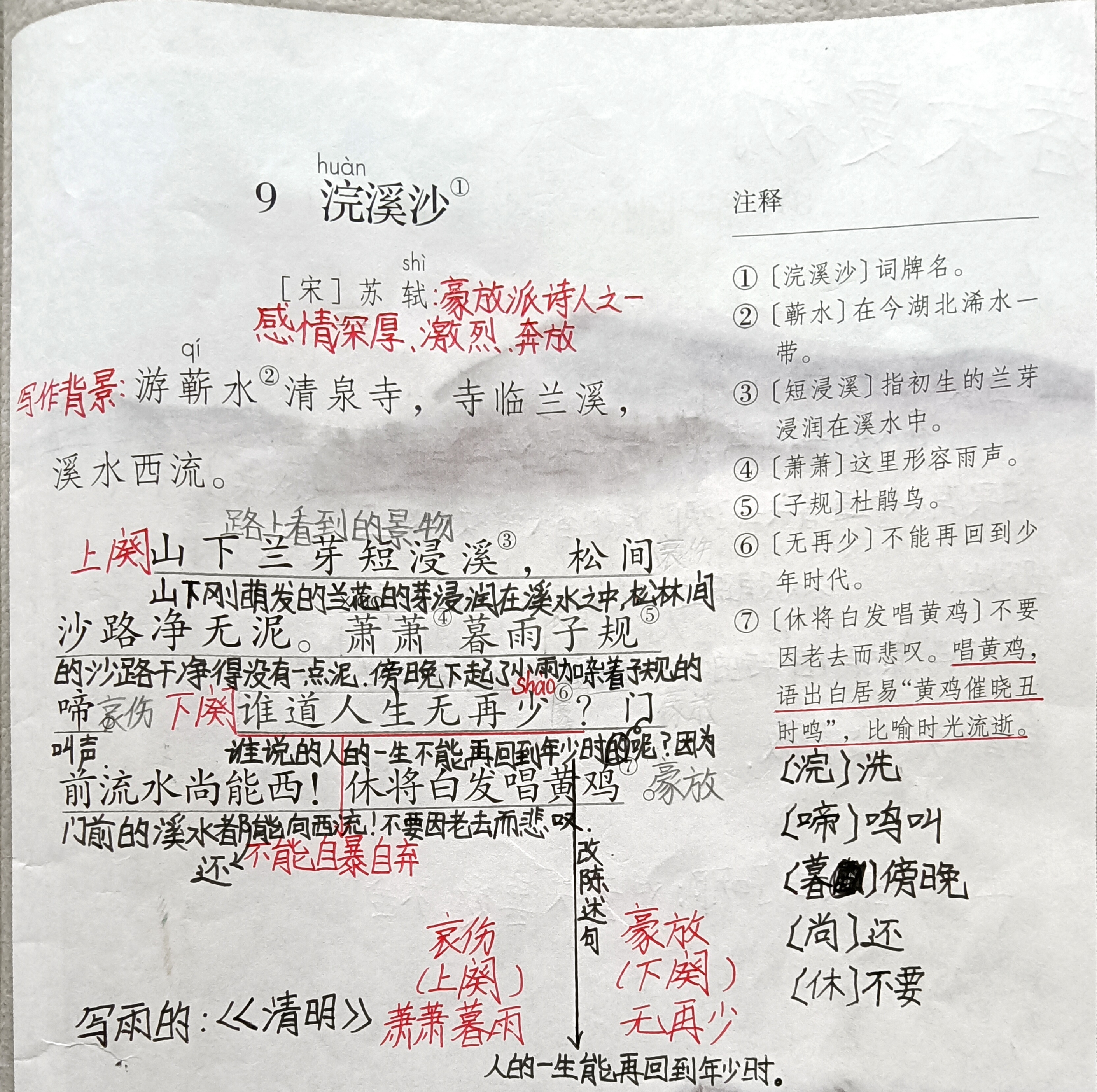 浣溪沙课堂笔记