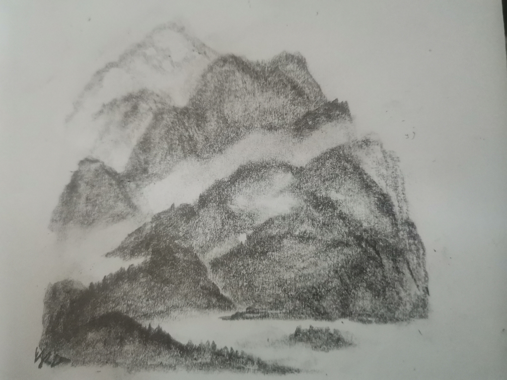 画一座山 铅笔画图片