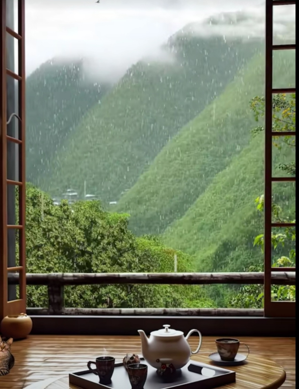 下雨了, 望着窗外淅淅沥沥, 心中却思绪万千.