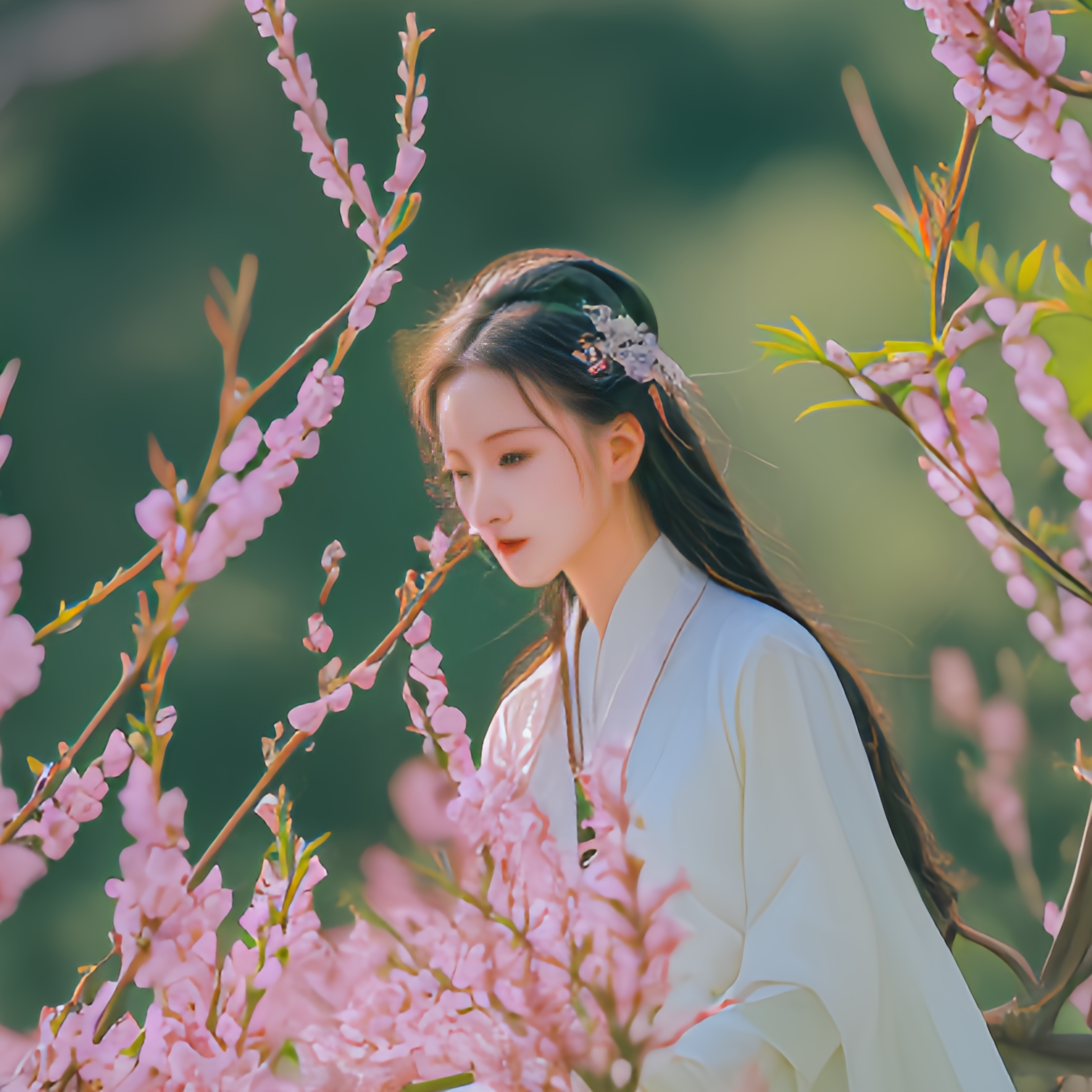 满园的桃花,在微风的轻拂下,如同一群优雅的舞者,在空中展现着她们的