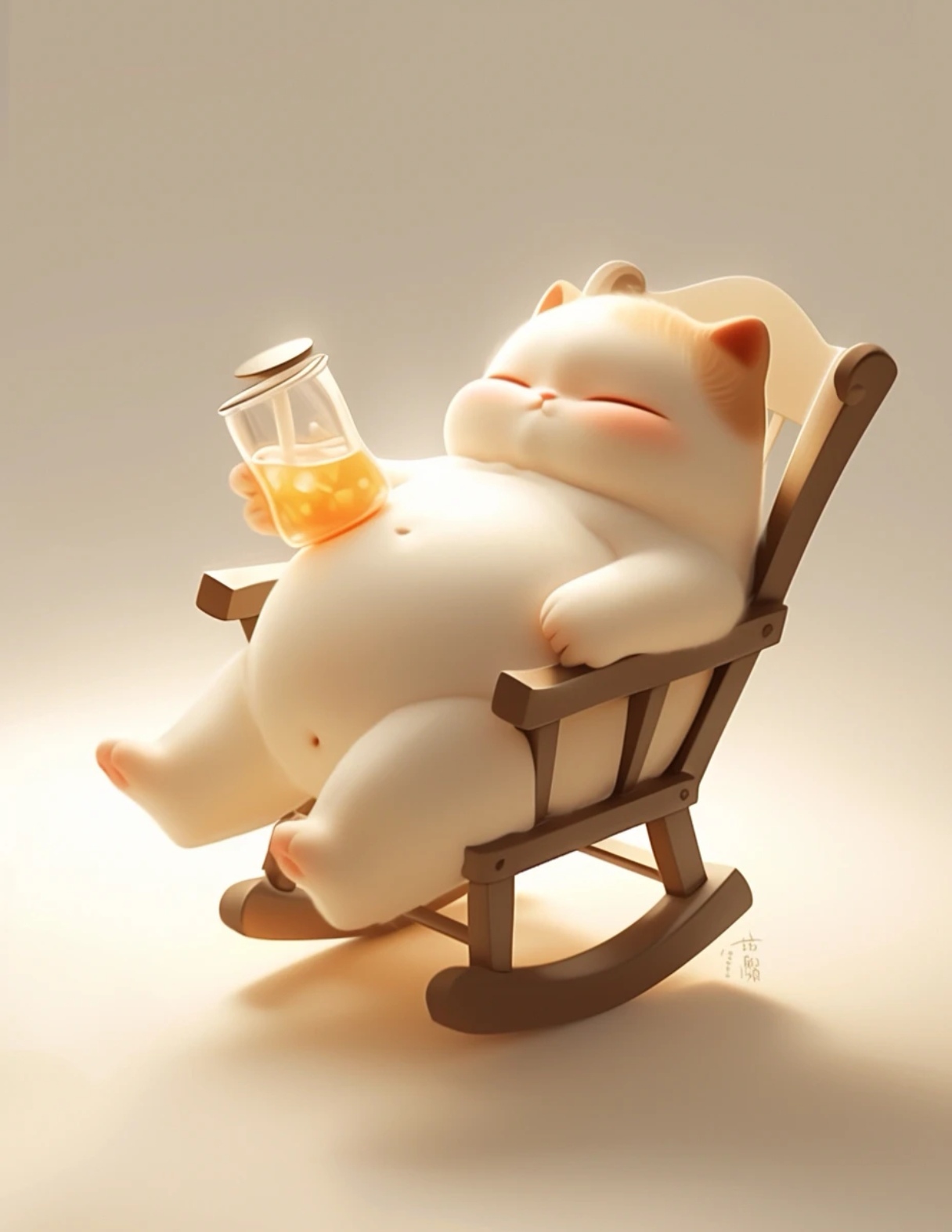 看它坐在摇椅上,四肢伸展,表情满足又放松,简直就像个人间小神仙