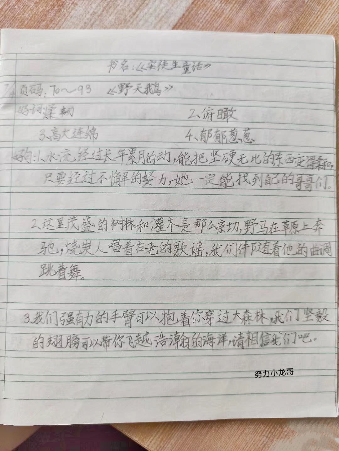 读书摘录第14天:《安徒生童话》——《野天鹅》,好词4个,优美好句子3