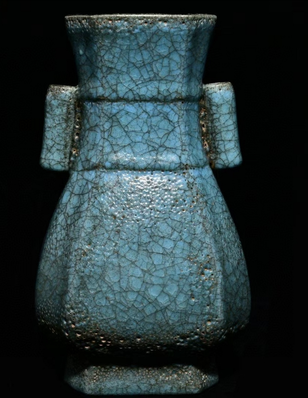 旧藏汝窑贯耳瓶 编码87100096585222 尺寸11×22厘米. 67