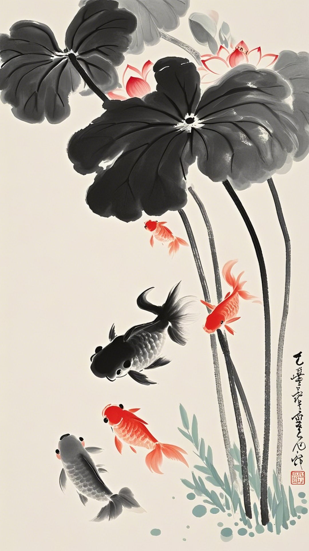 晨光初泮,渌水涵虚.有锦鳞之族,结彩阵而游趋