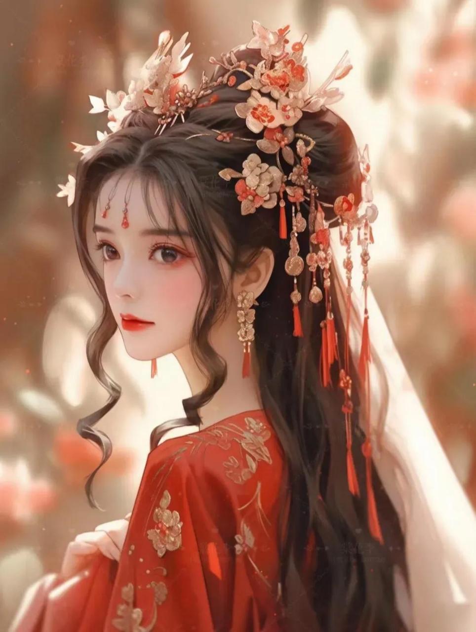红衣古装美女#古风# #壁纸# #头像