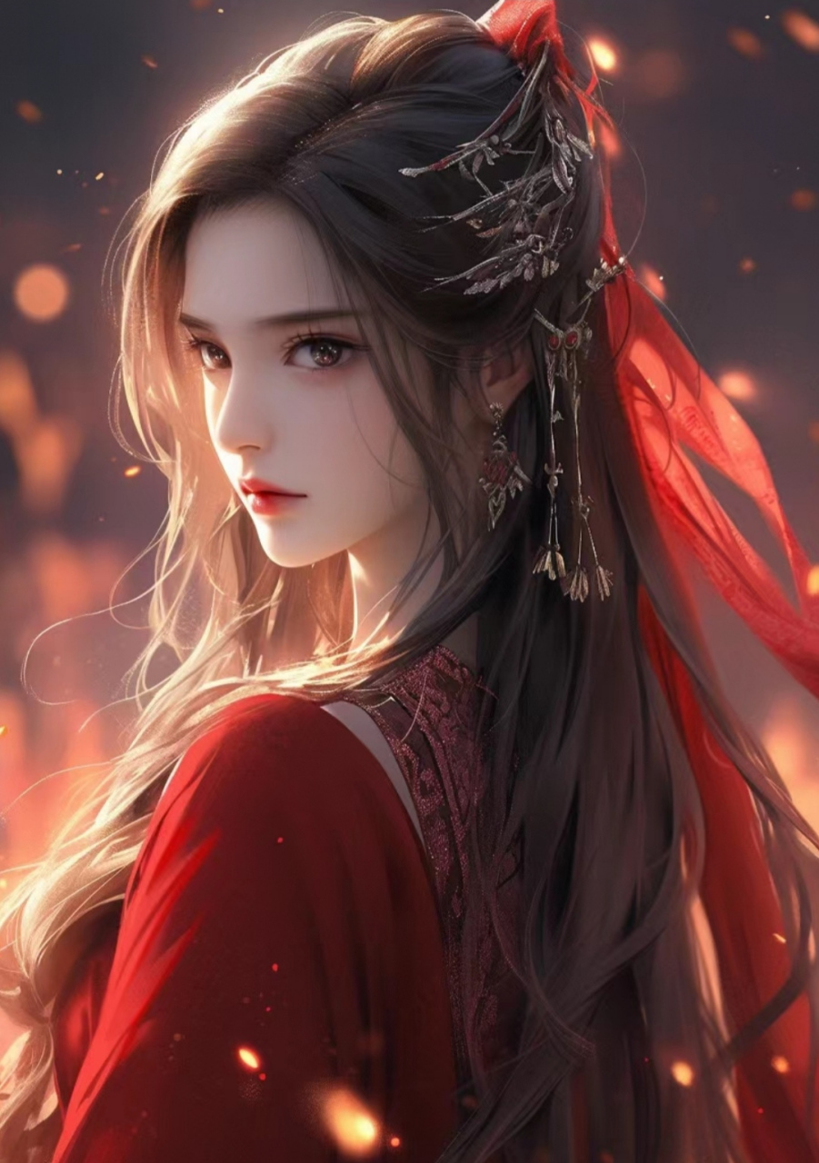 红衣古装美女#古风# #壁纸# #头像