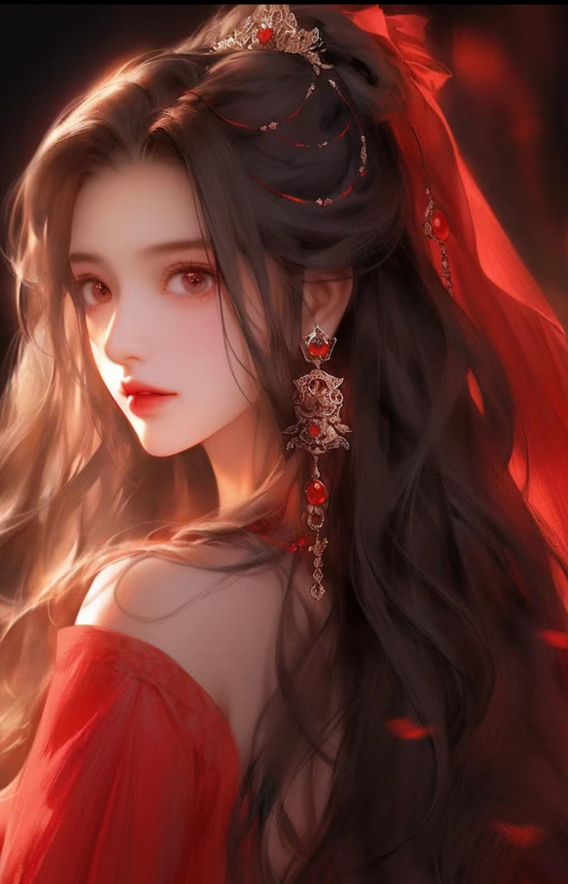 红衣古装美女#古风# #壁纸# #头像