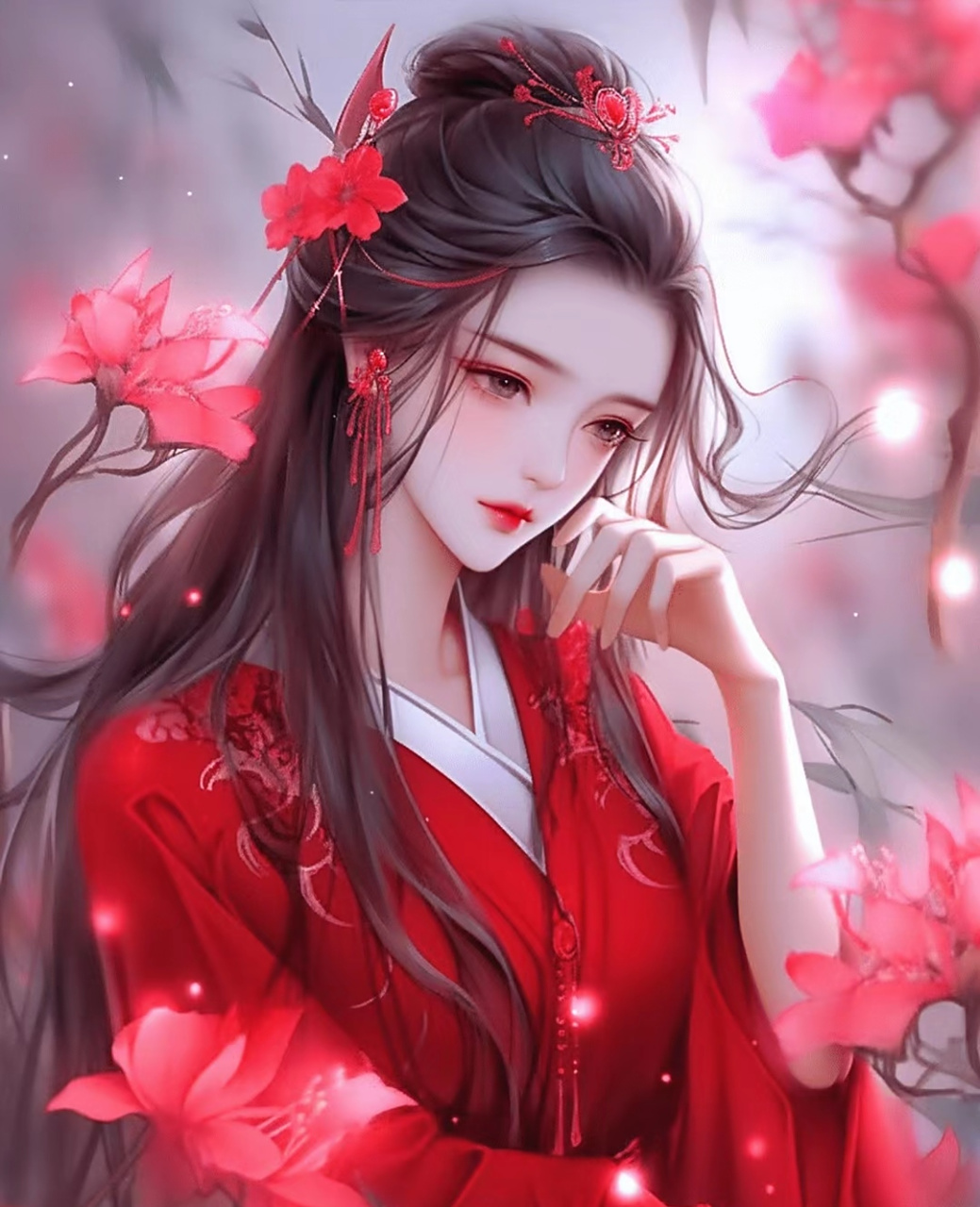 古风红衣美女