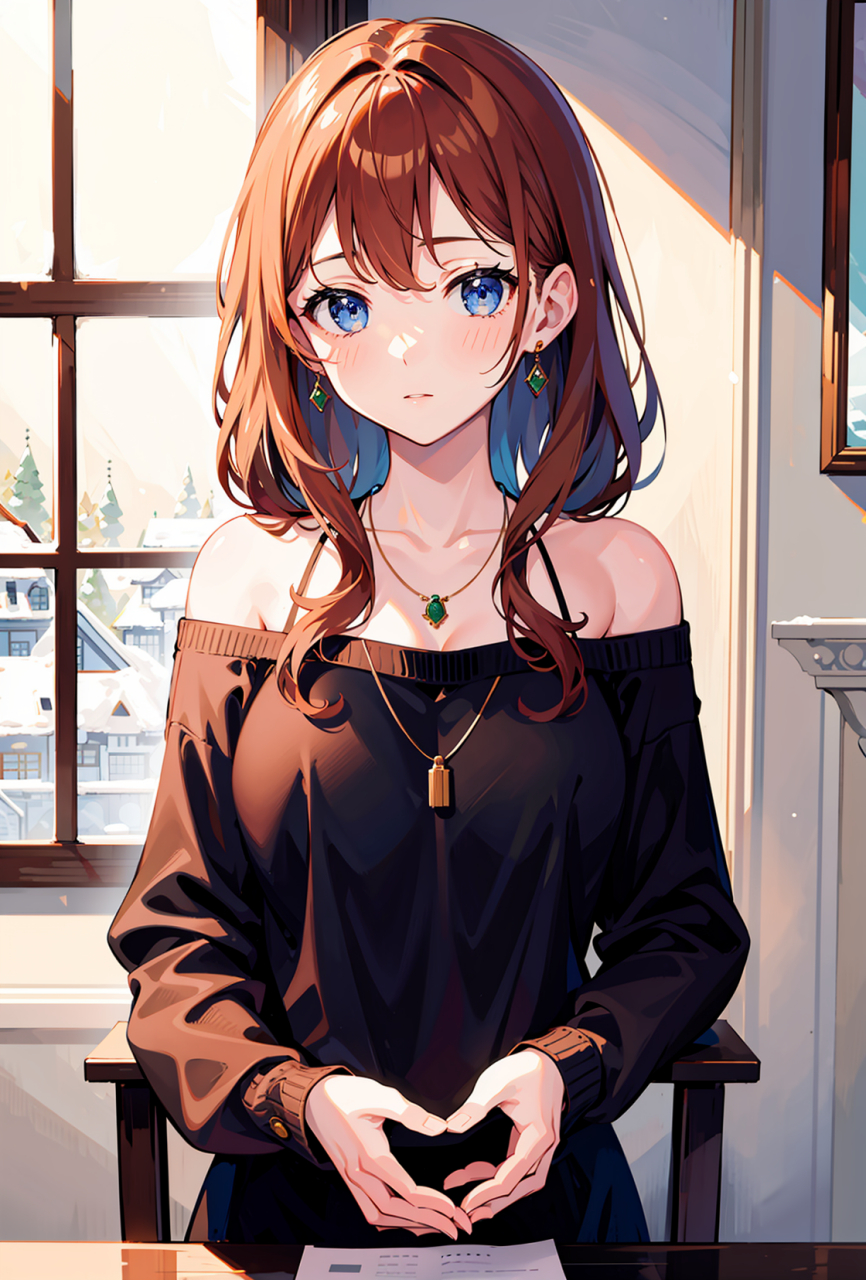 钟爱露肩毛衣,和大雪搭配么?#ai绘画# #二次元美图# #二次元