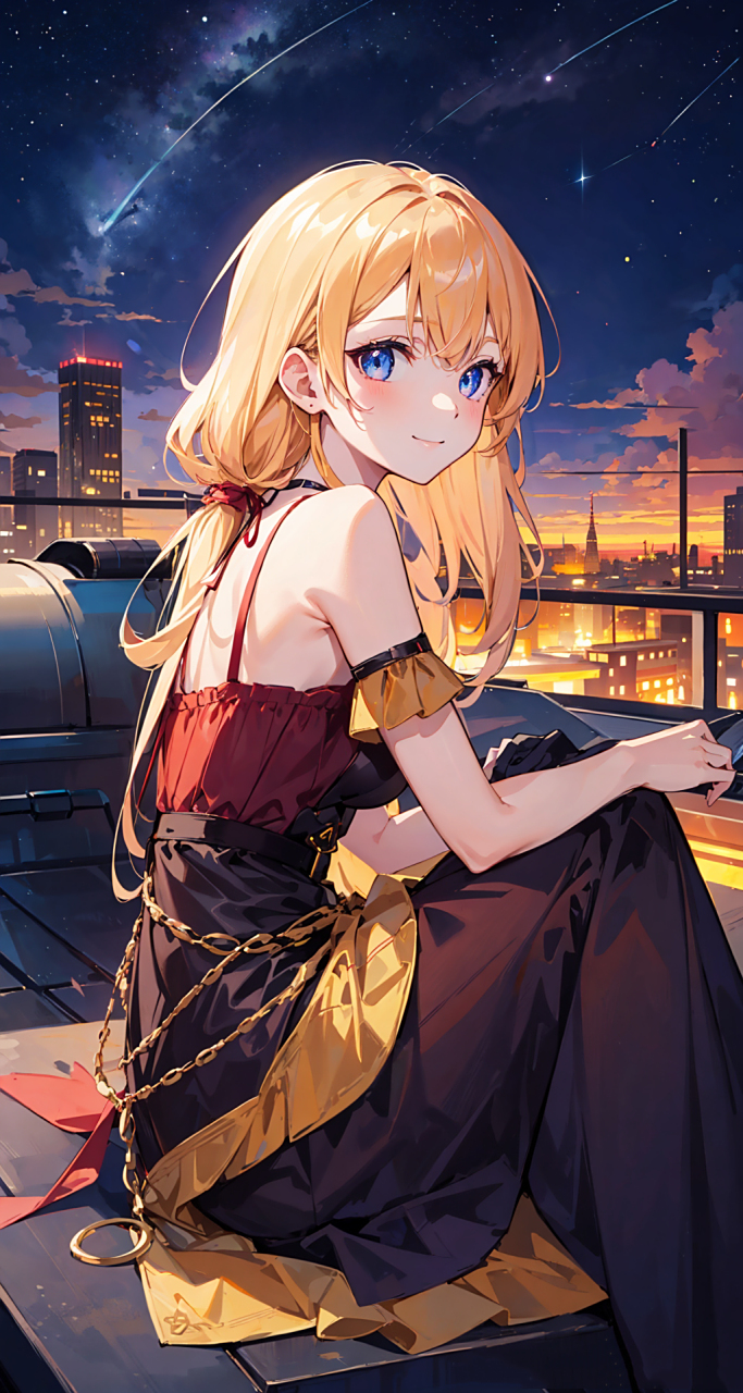 高清无水印重发.屋顶的女孩#二次元# #动漫头像和壁纸# #ai绘画