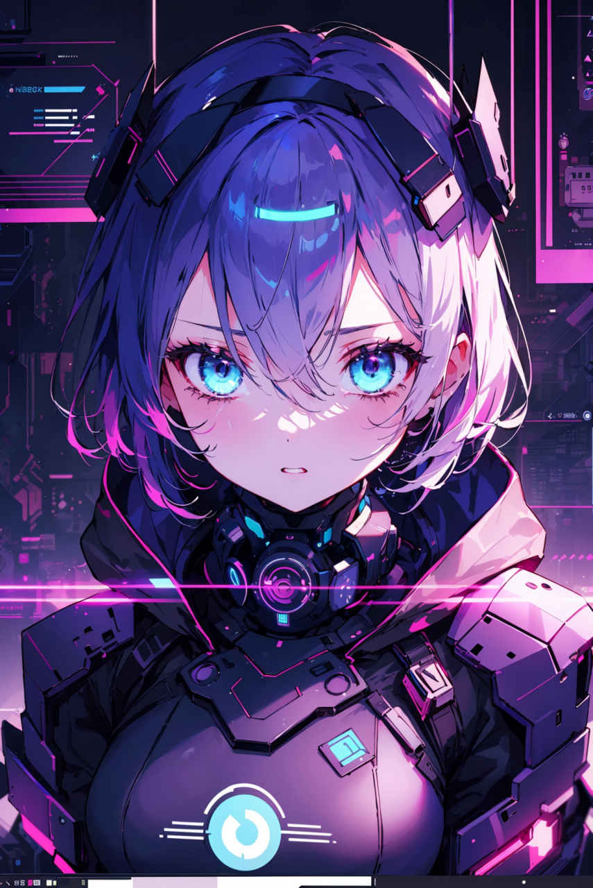 机甲少女,赛博朋克风,喜欢科幻的,帮忙点个赞!