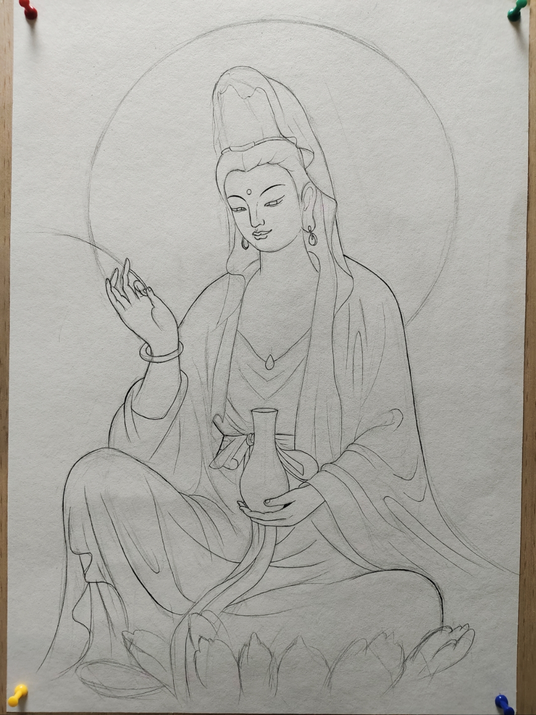 彩铅创作观音菩萨!#南无大慈大悲观世音