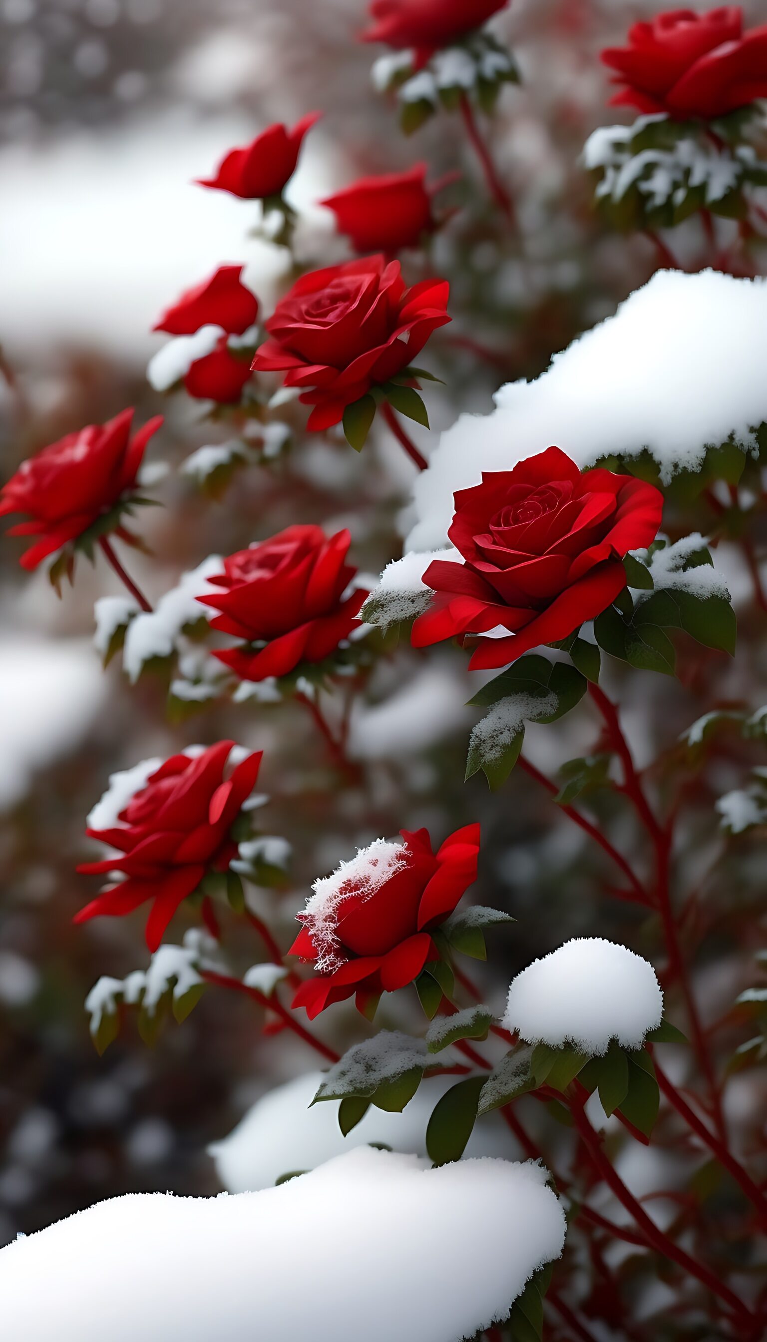 雪中玫瑰图片大全唯美图片