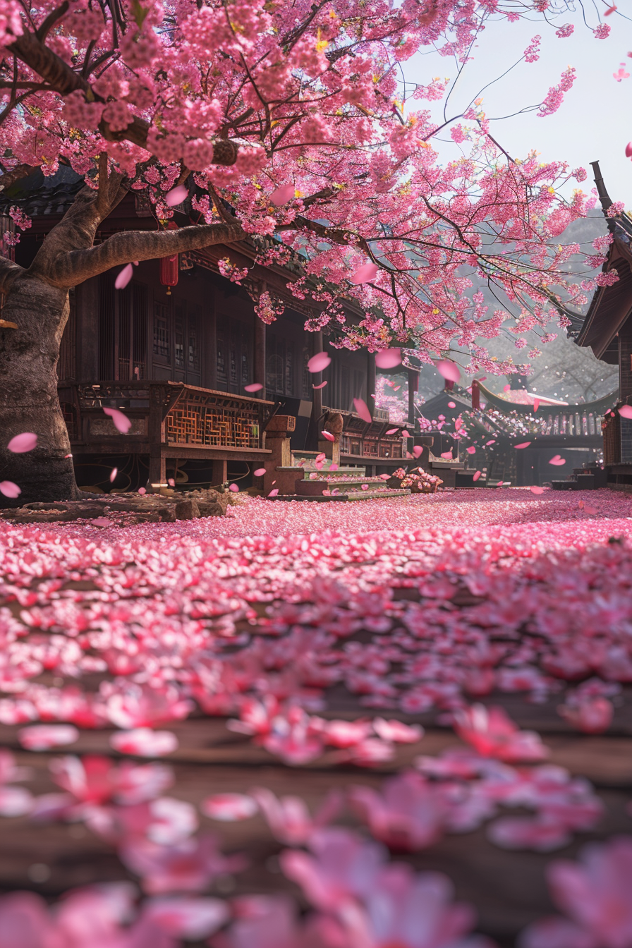 让时间在这一刻静止,只留下樱花树花瓣飘落动漫图片樱花从树上掉下来