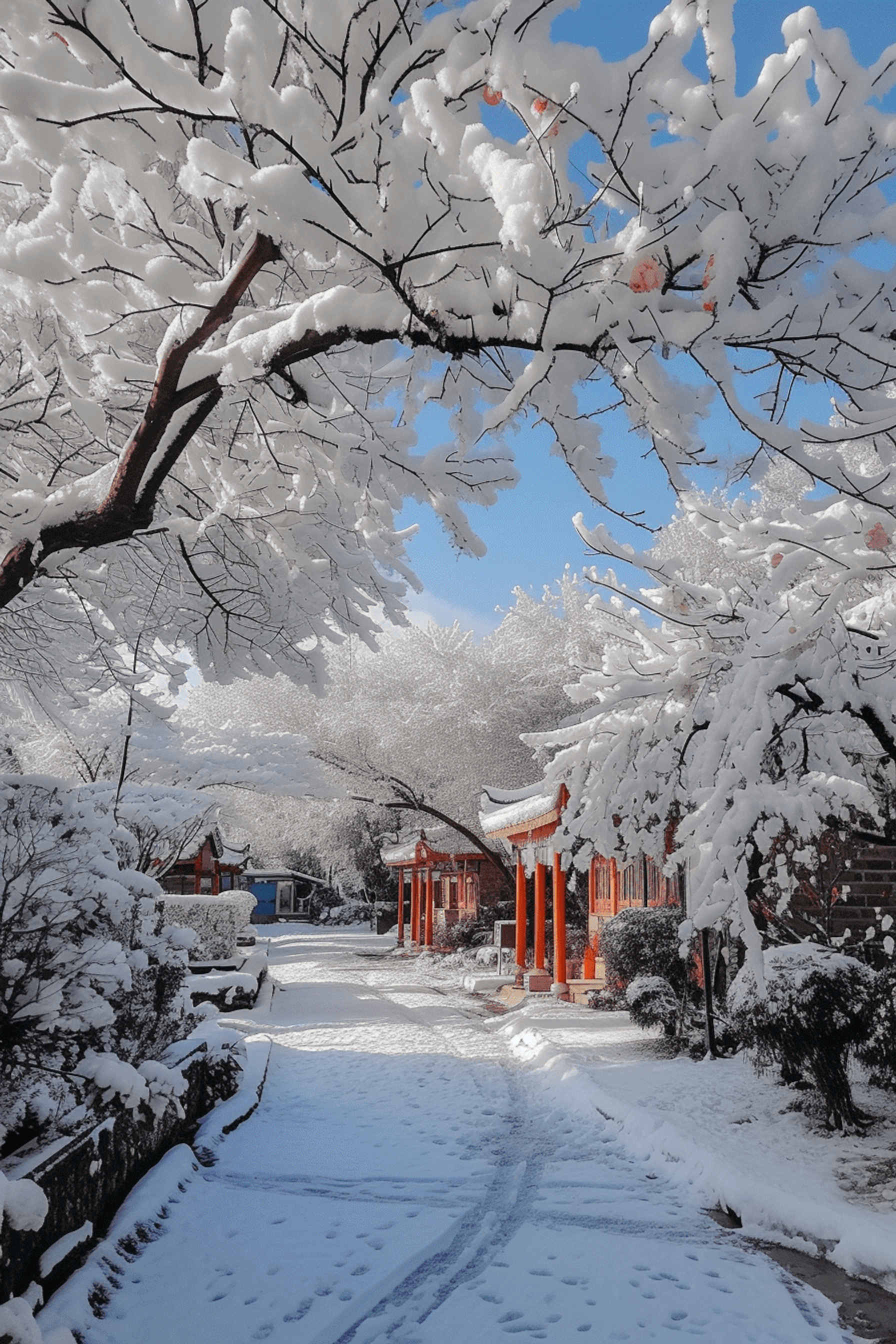 八大处雪景图片