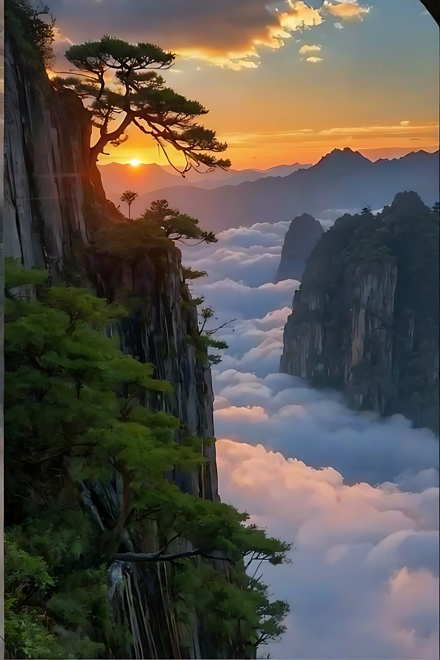 自然美景 #松树与瀑布 #宁静与神秘 #大自然的魅力 #流量扶持计划