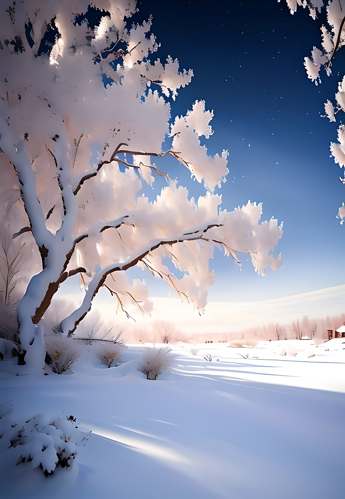 天国的树雪景图片