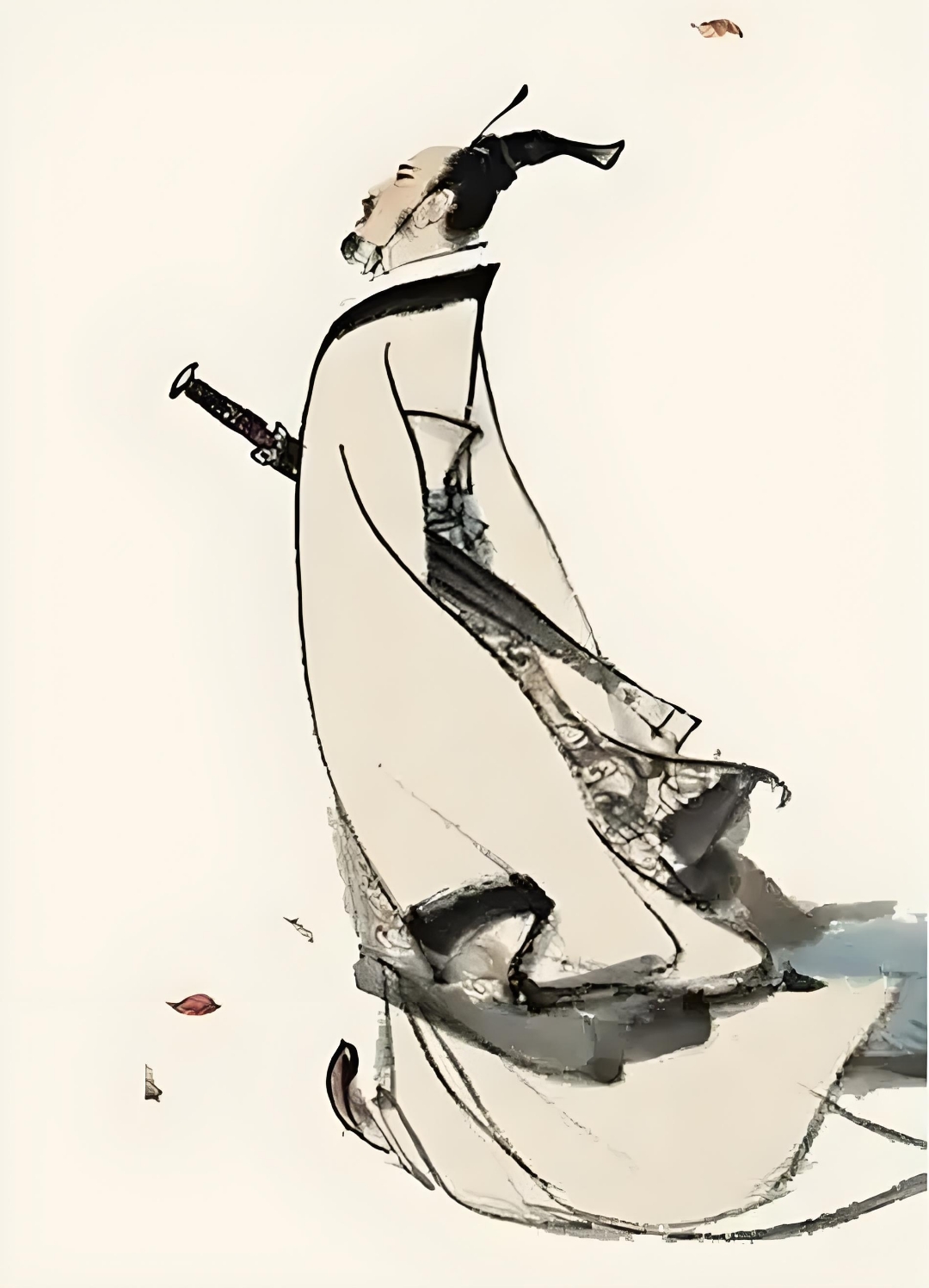 贯日光屈子行吟图屈原古风屈原帽子水墨屈原画像屈原"扈江离与辟芷兮