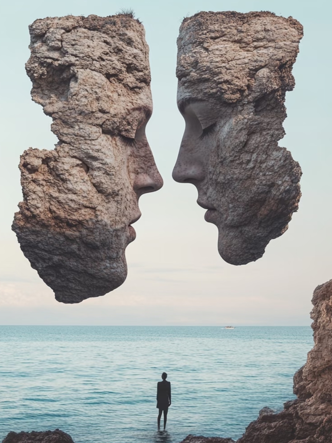 的潮涌,有欲望的暗礁,每一丝褶皱里,都藏着站在高石头上呢图片呢人类