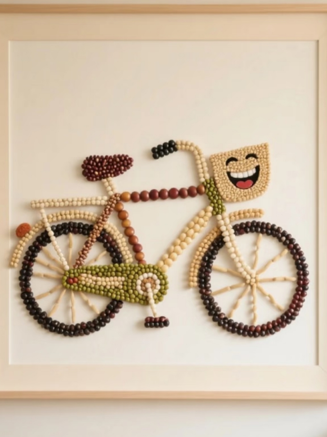 这幅豆子拼贴画太有创意啦!