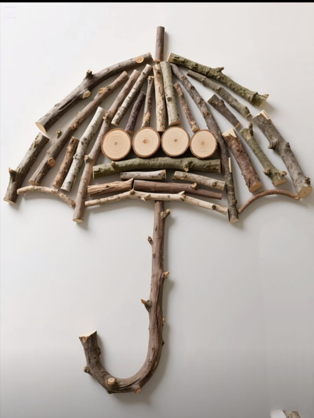 粗细不一的树枝,像是被赋予了魔法,精心排列成伞的模样