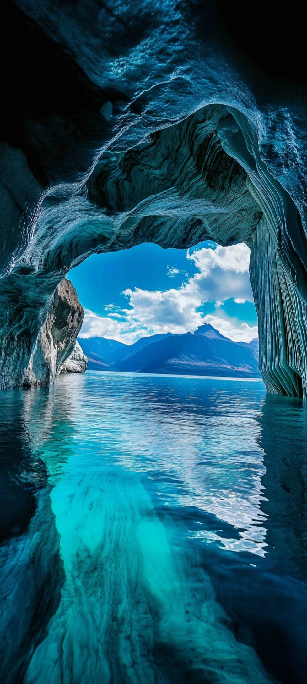 阳光穿过岩洞,洒下缕缕金辉,与澄澈如宝石的碧水相映成趣