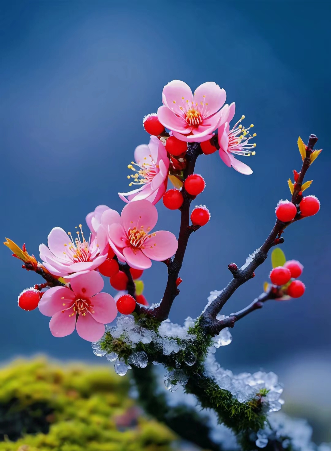 雪压枝头花更艳, 霜欺叶底色更浓. 清香沁入人心脾, 冷艳惊飞百鸟空.