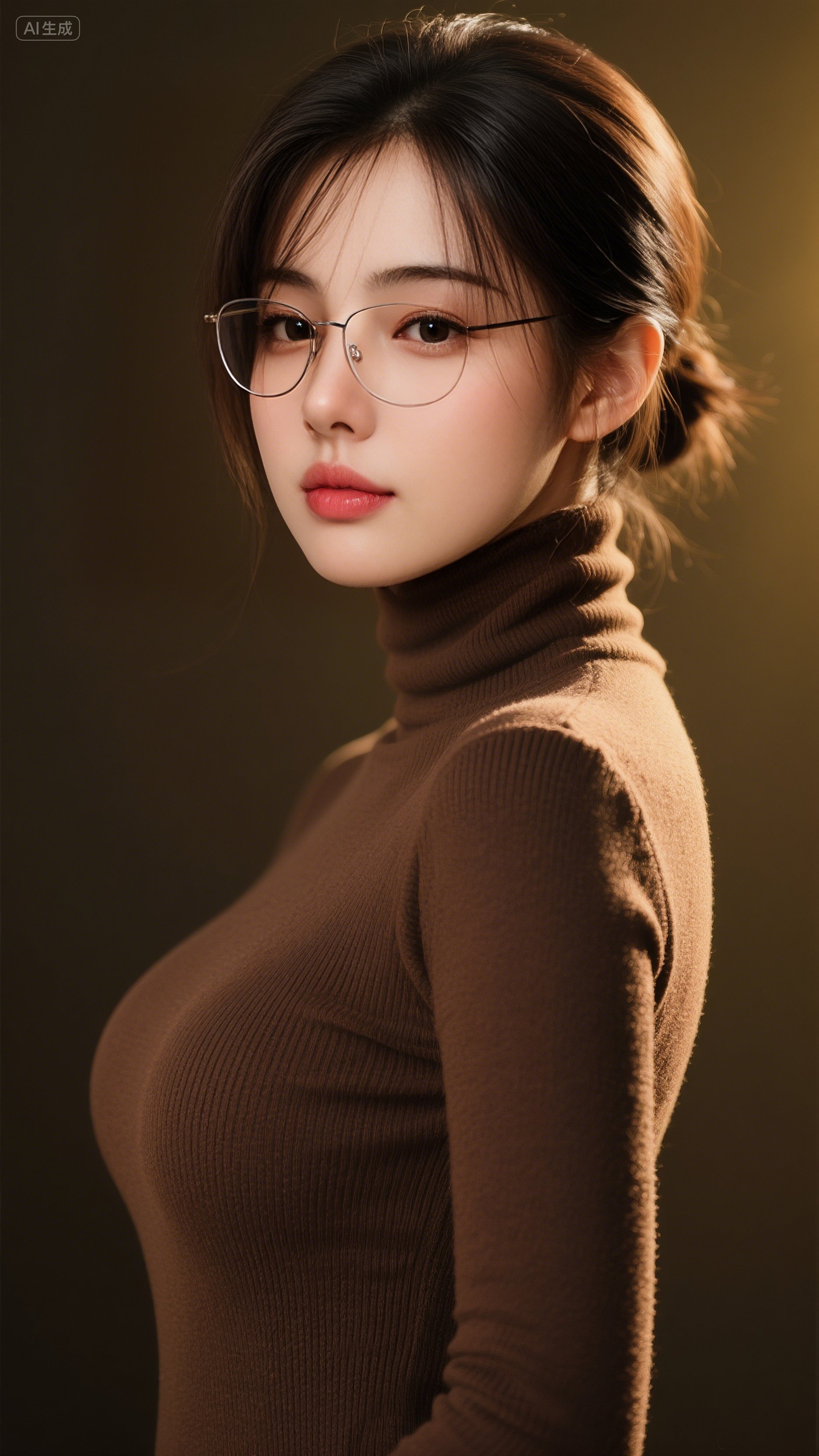 今天穿了件棕色高领毛衣,感觉自己暖暖的,心情也很好呢!