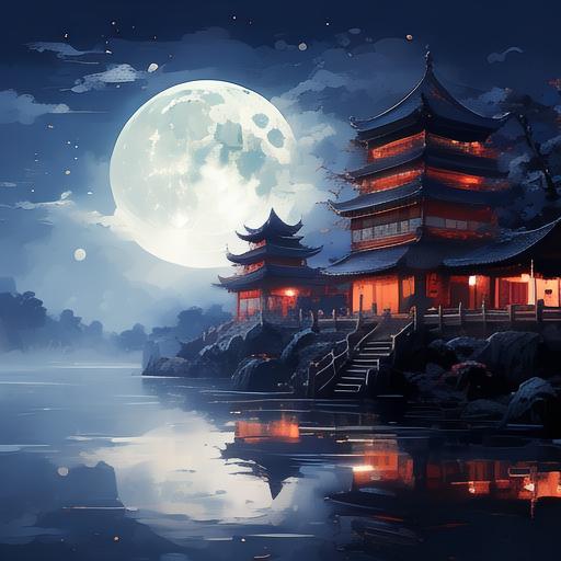 夜静更深人已睡, 独坐窗前望江流.