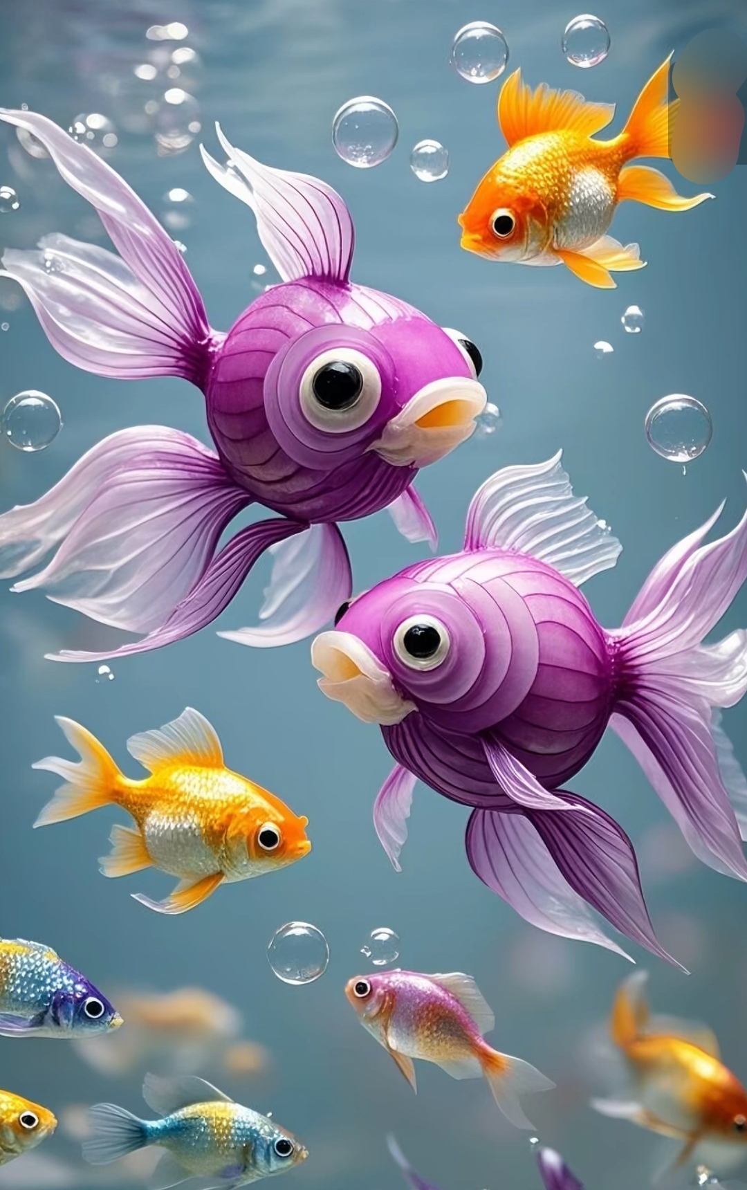 哇,这些鱼儿在水中游得好欢快,色彩斑斓,感觉自己都变成了其中一条