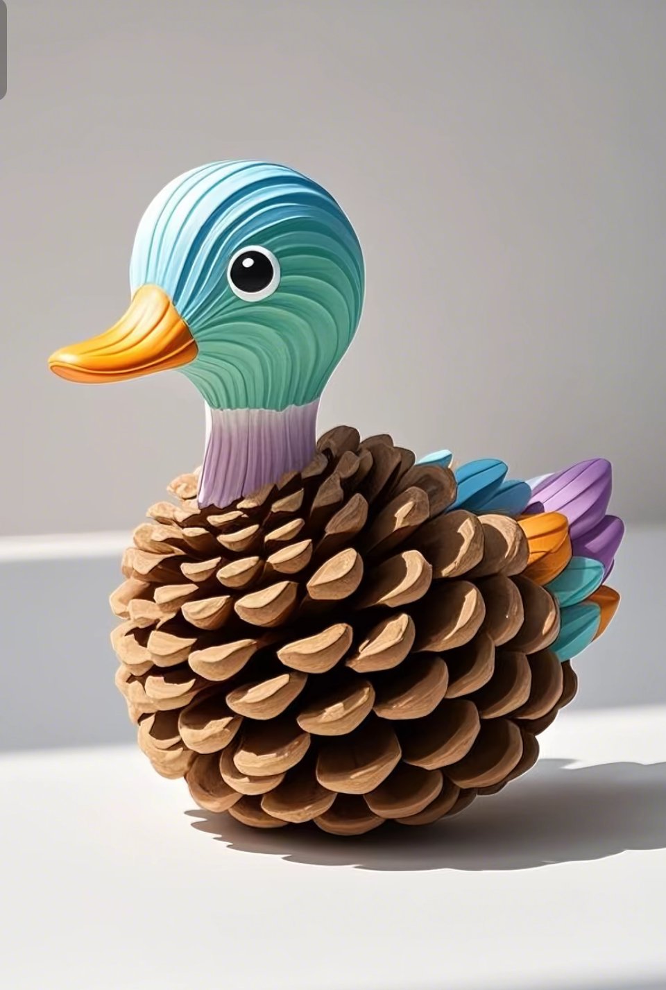 瞧这小鸭子,用松果做成也太可爱了吧!