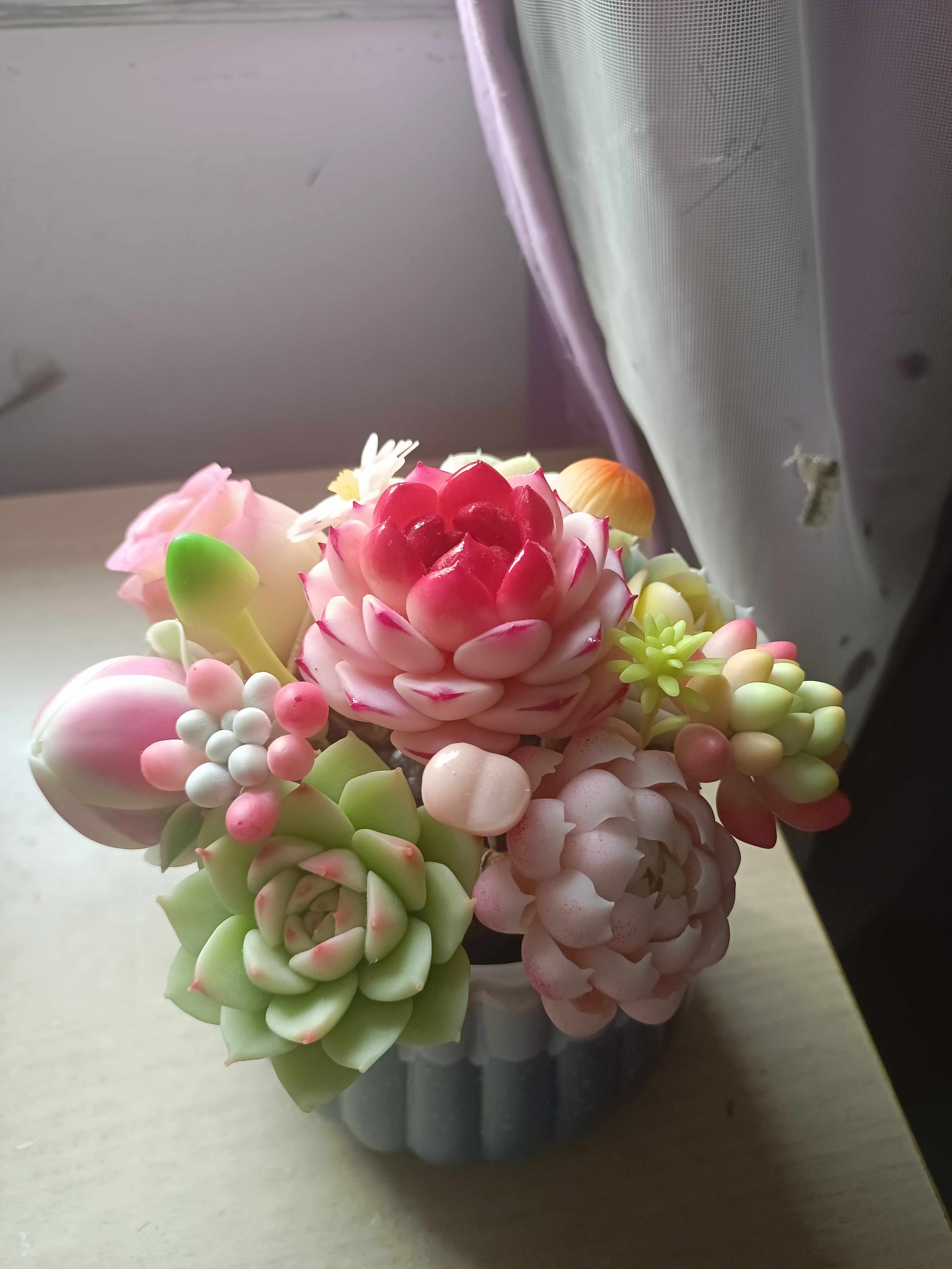 手工粘土多肉拼盘