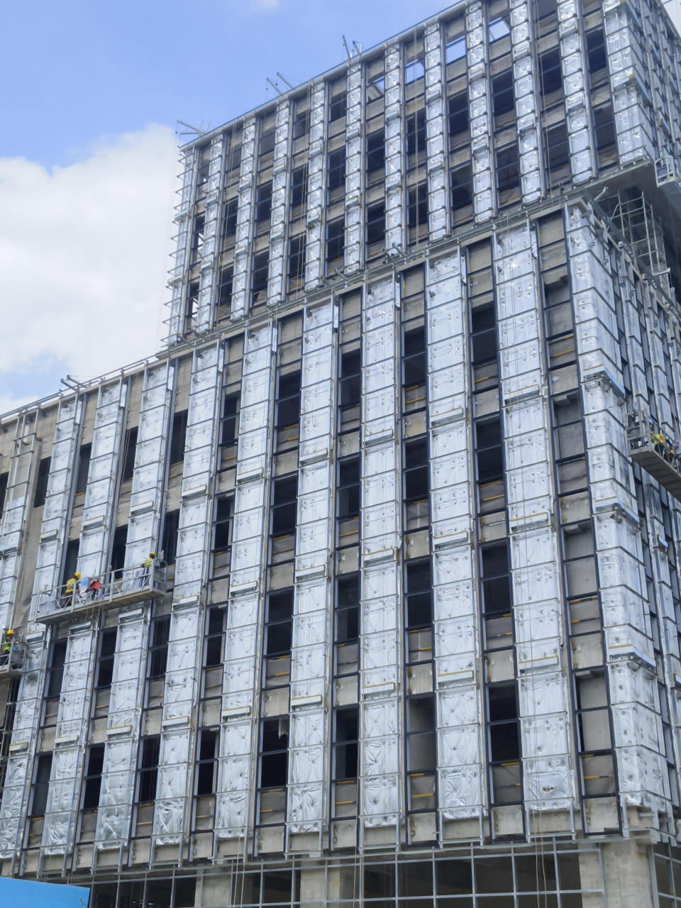 六面包铝箔岩棉板上墙实拍图