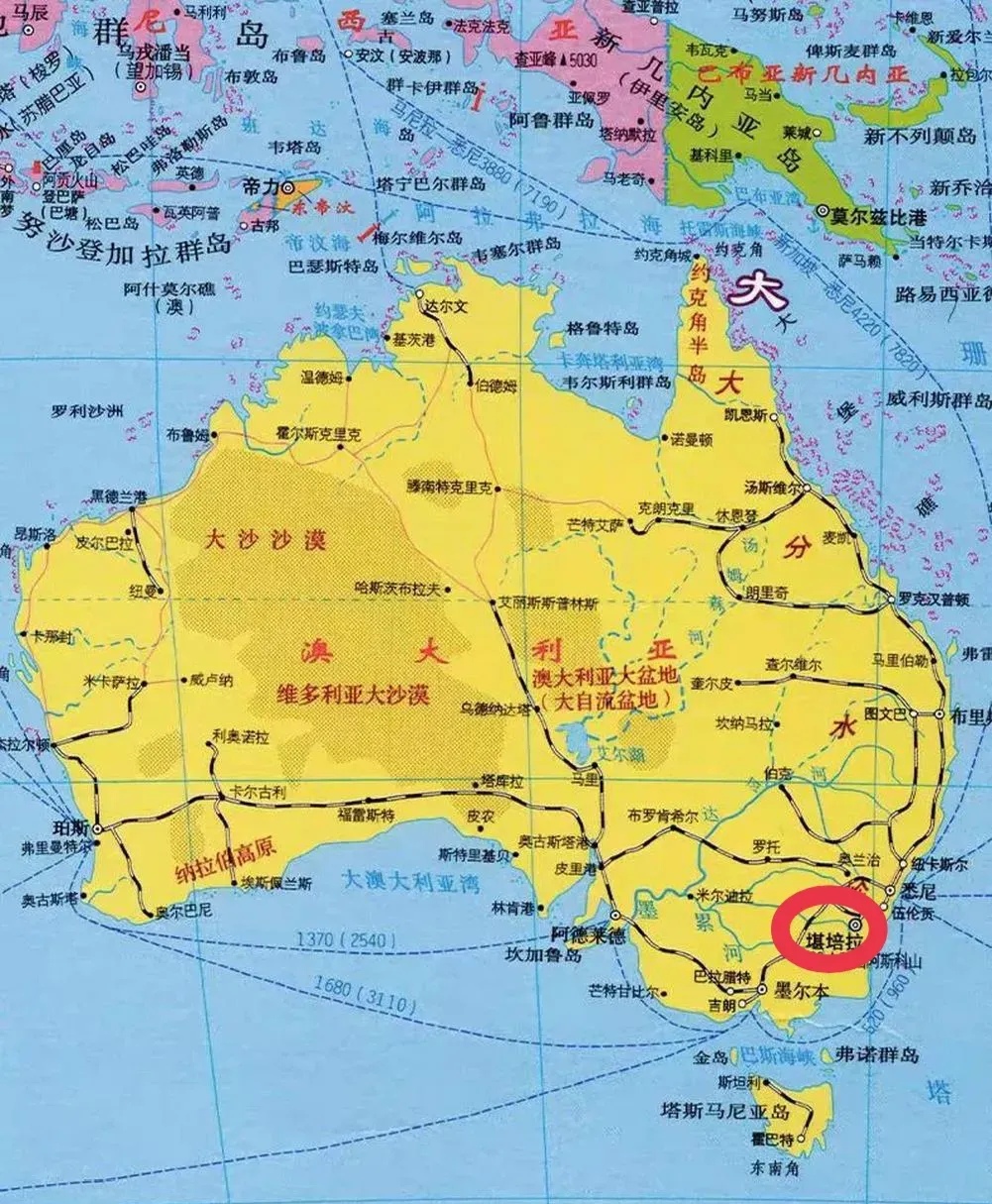 澳洲地图中文版全图澳大利亚地图中文版全图澳大利亚首都是哪个城市