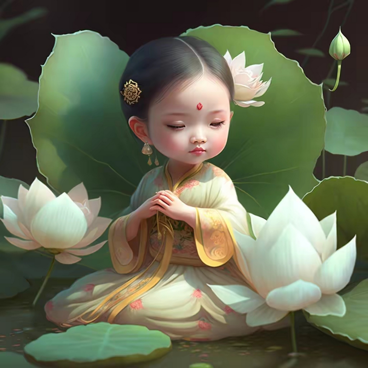 送您一组佛系荷花仙子头像,愿您吉祥[鲜花][鲜花]