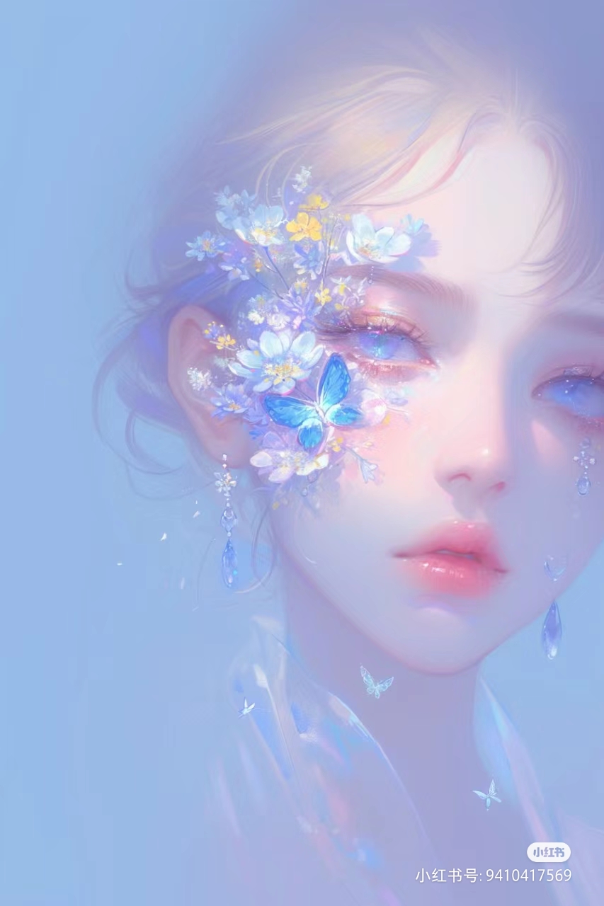 蓝色系蝴蝶女头