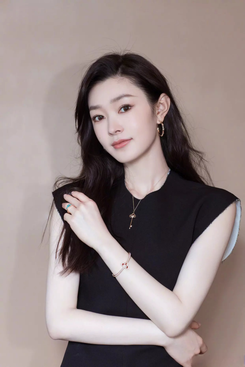 宋轶身穿黑色长裙,戴金色大耳环格外优雅时尚,淡妆配长发格外优雅动人