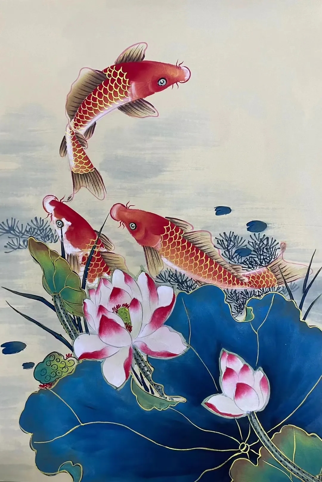 《富贵有鱼》《莲年有鱼》 国画作品欣赏花鸟写意国画作品