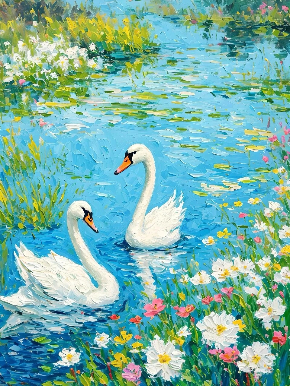 油画《天鹅》