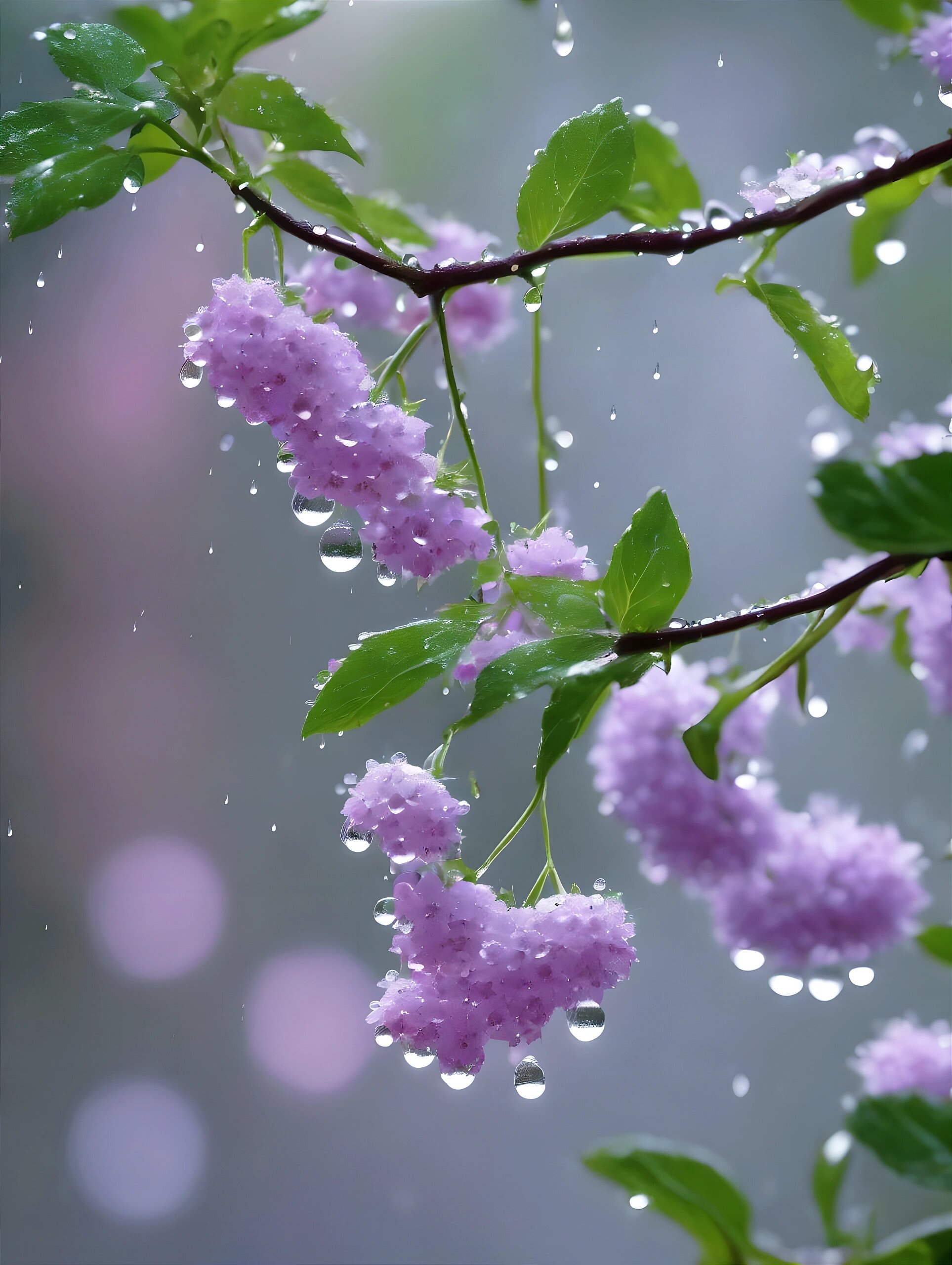 雨水打在花朵图片唯美图片