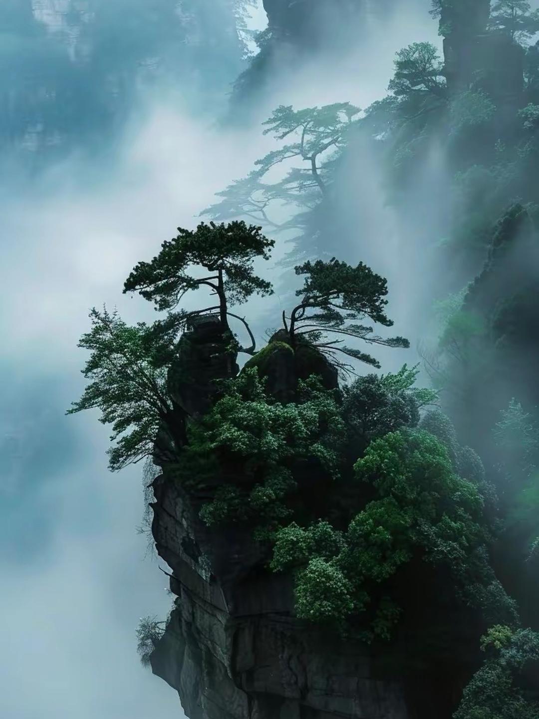 山峰巍峨,直插云霄,裸露的岩石披挂着岁月的风霜,却