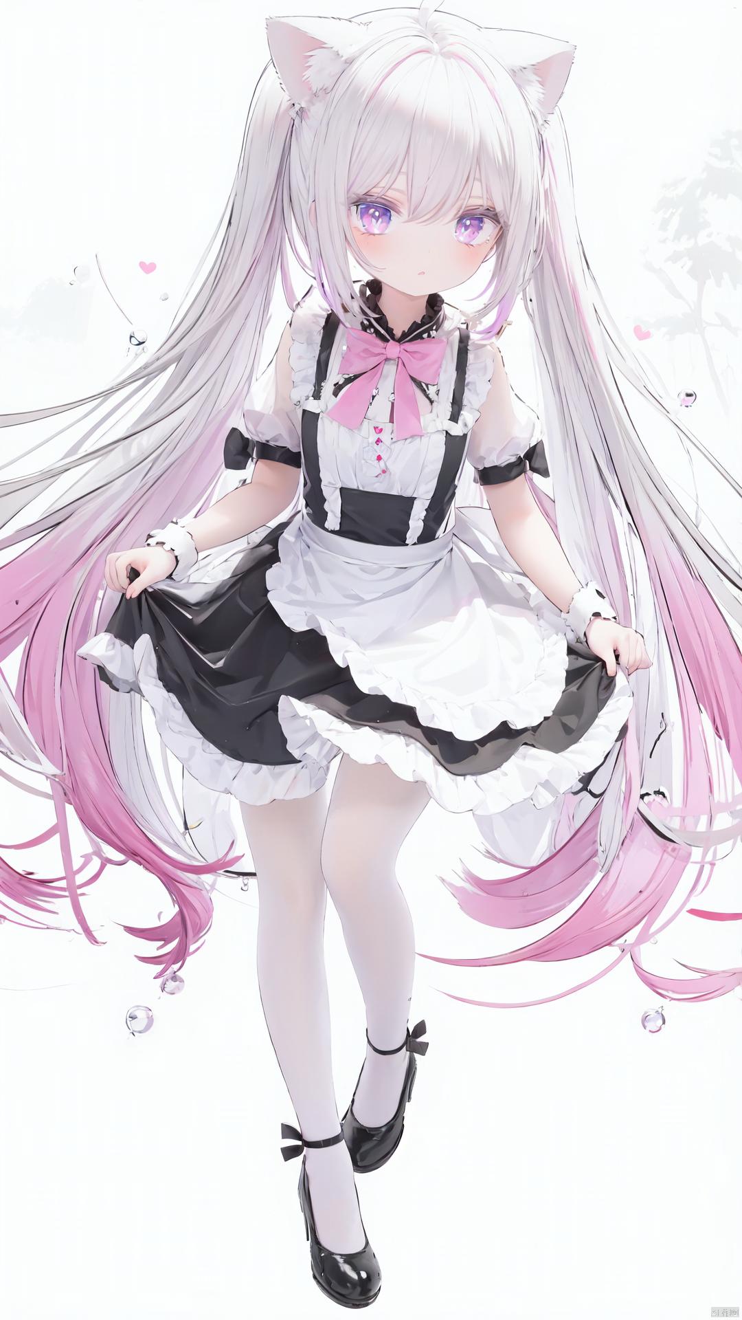 动漫壁纸# 可爱的银发双马尾女仆美少女[爱你]