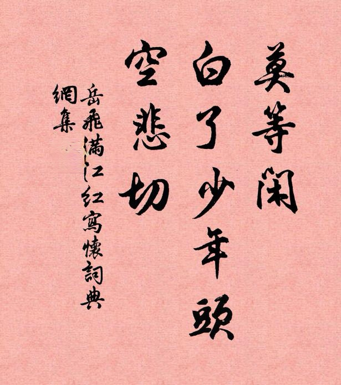 "莫等闲,白了少年头,空悲切